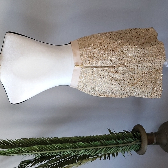 kate spade skirt the rules gold metallic sequined tweed skirt - Picture 2 of 14